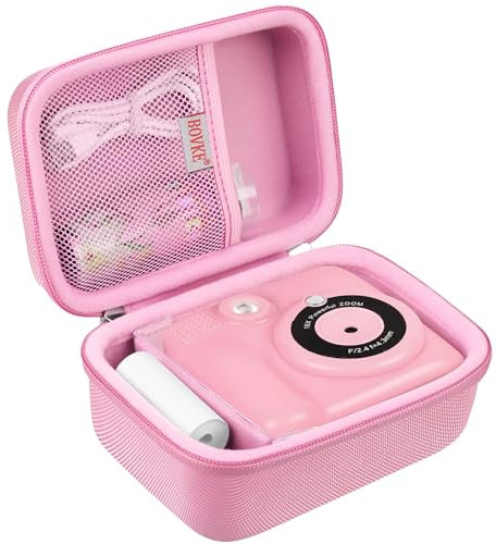BOVKE Carrying Case Compatible with OPERHOO/YORKOO/Gofunly/CHRERNA/AORILE Instant Print Camera for Kids, Christmas Birthday Gifts Toddler Digital Video Cameras Holder, Pink