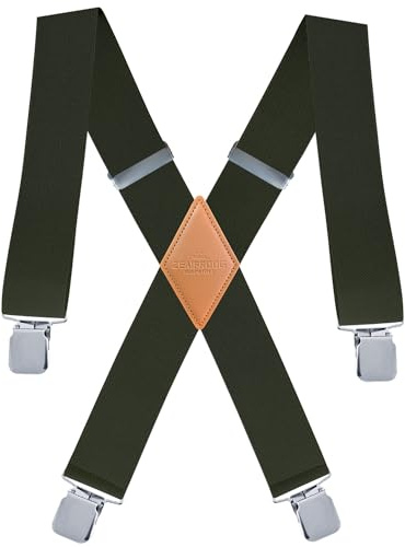 ZEAIFROOG Big And Tall Suspenders For Men Heavy Duty 2 Wide .X-Shaped Black Adjustable Men's Suspenders With Strong Clips