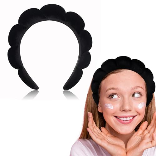 Norhogo Wolke Haarbänder, Frauen Samt Haarband, Frauen Haarband Frauen Make-up Schwamm, für Hautpflege, Gesicht waschen (schwarz)