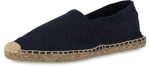 VAN HILL Herren Espadrilles Flach Bast Trendy Schuhe 214384 Dunkelblau 42