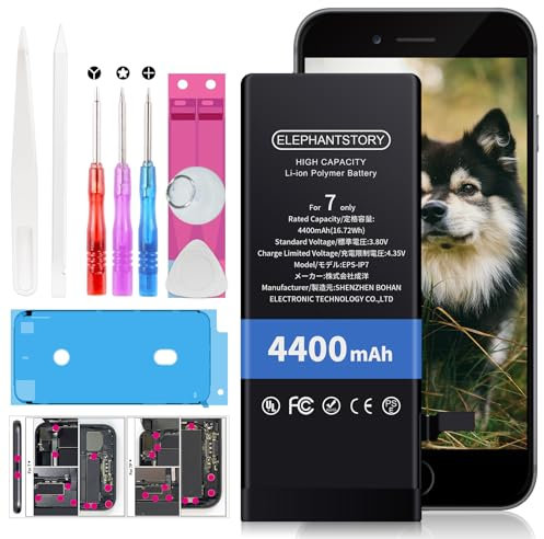 Akku für iPhone 7 Hohe Kapazität 4400mAh Interner Ersatzakku für Modell A1660 A1778 A1779 Batterie inkl Werkzeugset und Reparaturset Akku-Austausch Anleitung