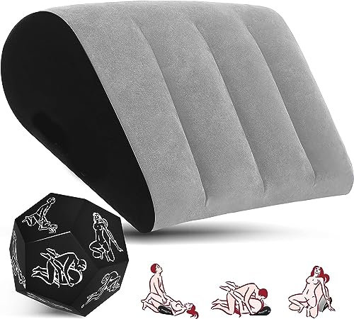 Prosixtoy Giocattoli Sesso Cuscino Posizione Sesso -Triangolo Gonfiabile Rampa Sesso Dadi Gioco Arredamento Erotico Giocattolo per Coppie Posizione più Profonda Cuscino per Uomini Donne Coppie(Grigio)