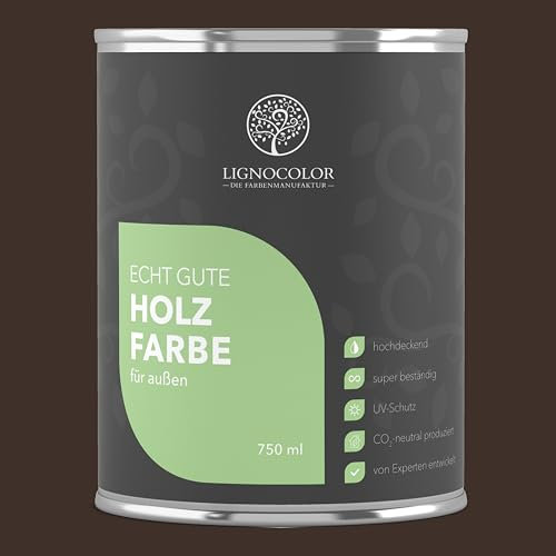 Lignocolor Holzfarbe Außen matt | wetterfeste Farbe für den Außenbereich (Dunkelbraun matt, 750ml) | hochdeckend & hochbeständig