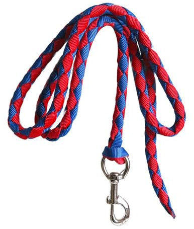 Colcolo Führstrick für Pferde mit Karabinerhaken, starker Führstrick für Pferde, Befestigung am Halfter oder Geschirr für Training und Spazierengehen, 3 Meter Rot und Blau