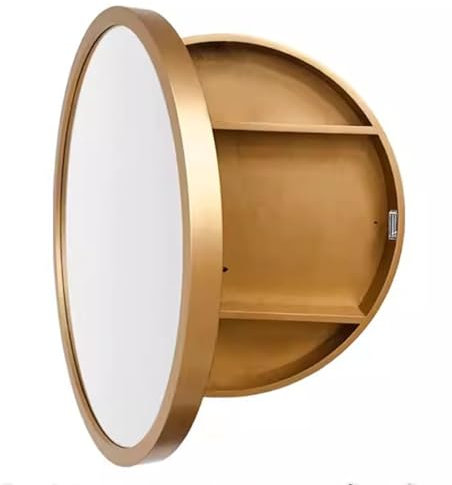 SZKTHD Runder Spiegelschrank, Wandmontage, Badezimmerschrank mit Spiegel, Badezimmerspiegelschrank, Wandmontage, Schminkspiegel (Gold, 60 cm)