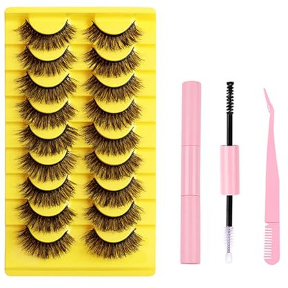 FAIRYGATE Faux Cils Volume Russe Cils 3D Russian Lashes Faux Cils Naturel Dramatique Fluffy False Mink Eyelashes Volumineux Fake Lashes Moelleux Faits à La Main B5324