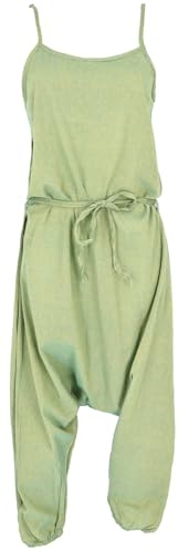 GURU SHOP Boho Jumpsuit, Baumwoll Sommer Pluderhose, Aladin Einteiler | Eleganter Overall, verstellbare Träger, elastische Beinbündchen, bequeme Passform, ideal für besondere Anlässe