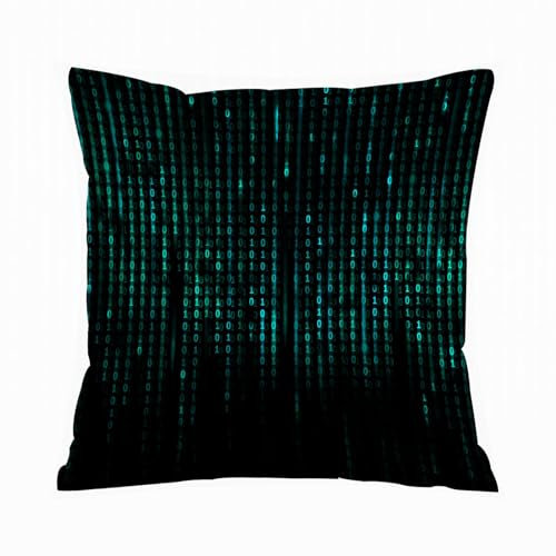 AELKSP Kissenbezug Kissenhülle Haus Dekorativ Für Jungen/Mädchen Wohnzimmer Schlafzimmer Sofa Stuhl Kissenbezüge,Konzeptioneller Hintergrund des Matrixcodes,40x40 cm