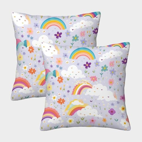 GQLIDDAOE Regenbogen 2er Set Kissenbezüge Zierkissen Kissenhülle für Sofa Schlafzimmer Kissenhülle 40x40cm
