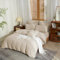 YASMENG Housse de Couette Demi-Lin 240x260 Beige Parure de Lit Mélangé Doux Respirant Douillet Coton Lin Linge de Lit 2 Personne avec Fermeture Éclair et Taies d'oreiller 65x65 cm