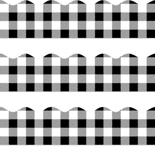 72 Feet Black White Buffalo Plaid Bulletin Board Border Trim for Back to School Christmas Holiday Classroom Offices Decoration