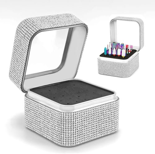 Nail Drill Bits Holder Case- 25 Holes Dustproof Rhinestone Nail Bits Box Efile Displayer Organizer Container for Manicure Tools