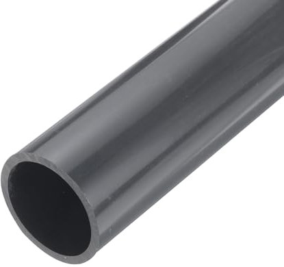 sourcing map 2 Inch PVC Rigid Tube Round Pipe Tubing Hardware Tubing 42.6mm ID 50mm OD 9 Length Dark Grey High Impact for Water Pipe, Crafts, Cable Sleeve