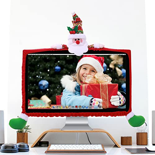 1 Packung Weihnachts-Computer-Monitor-Bordüre, TV-Monitorabdeckung, elastische Laptop-Computerabdeckung für Weihnachten, Zuhause, Büro, Computer-Dekoration