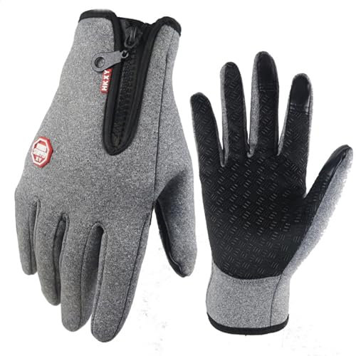 Argumub Thermo Handschuhe, Premium Thermohandschuhe, Unisex-Winterhandschuhe Mit Touchscreen Warm Wasserdicht, Geeignet für Radfahren Im Freien (Grau, L)