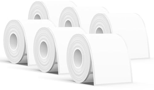 SUPVAN KATASYMBOL T50M Pro/Plus Etikettenband Papier, Wasserfeste Etikettenfür Heim, Schule, Büro, 50 mm x 80 mm, 95 Etiketten/Rolle, Schwarz auf Weiß, 6 Rollen