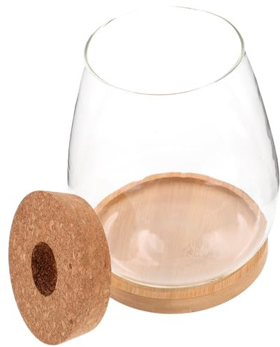 Transparente Glasvase für Sukkulenten mit Bambusuntersetzer, Event