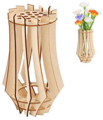 Vase en Bois pour Fleurs Lego, Présentoir en Forme de Puzzle en Bois pour Roses Lego Tournesols Jonquilles Lotus Tulipes Décoration d'Intérieur Cadeau pour Les Amoureux des Fleurs (Style B)