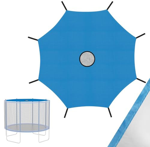 Ansobea Blau Trampolin Überdachung Abdeckung, Trampolin Sonnenschutz Abdeckung Ø 305cm für 8-Stangen-Trampolin,UV-Beständige wasserdichte Trampolin Sonnenschutz Abdeckung.