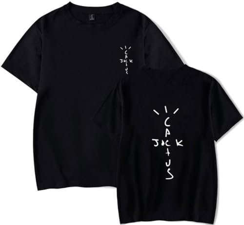 Silver Basic Travis Hip-Hop Vintage T-Shirt da Uomo e Donna Hip Hop Rap Casual Maglietta a Maniche Corte Girocollo Tee XXL,Black-1