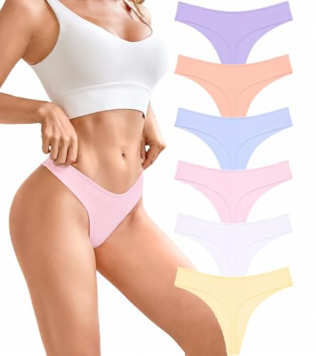 BeReady Pack de 6 Tangas Mujer Algodón - Ropa Interior Suave y Transpirable Sexy para Mujer | Braguitas Diarias Cómodas Que No Marcan (Tallas XS-XL)