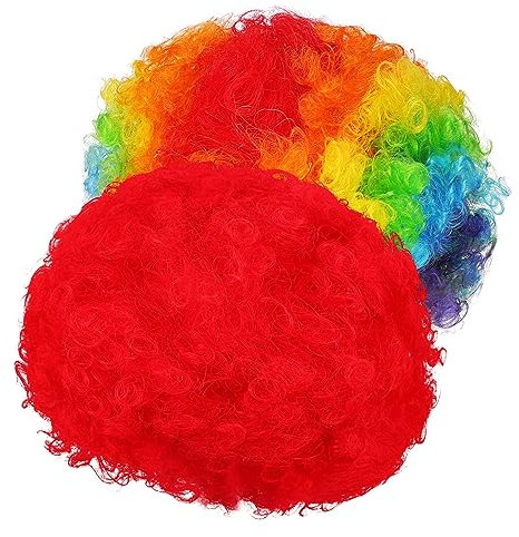 Beaupretty 2stücke Clownperücke Regenbogen Afroperücke Für Erwachsene Zirkuskostüm Party Kostümperücke Zopfperücke Cosplay Perücke Pride-perücke Retro Stil