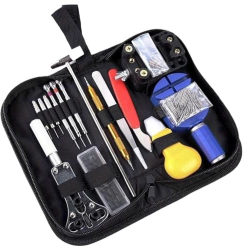 Uhrenreparatur-Sets, 147-teiliges Uhrenreparatur-Werkzeugset, Gehäuseöffner, Federsteg, Armbandverbindungs-Werkzeugset mit Tragetasche, Uhre