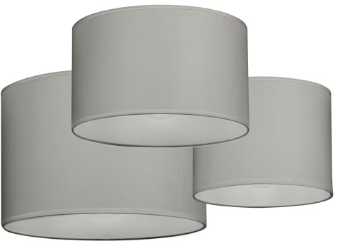 Giggi Set of 3 Grey Lamp Shades, 8, 10 & 12 Fabric Light Shade Ceiling, Lampshades for Ceiling Lights, Floor and Table Lamp, Living Room, Bedroom and Kitchen (Grey)