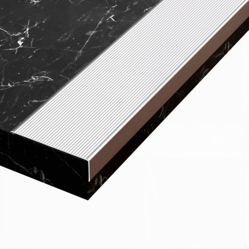 Treppenkantenprofil Alu Rutschfest - 2mm Starkes L-Profil für Laminat & Holzstufen - Schwerlast Treppenwinkel Kantenschutz Innen Außen(100cm/3.3ft)