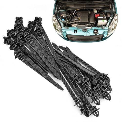 Auto-Kabelbinder, 25-teilig, Nylon, robust, selbstsichernd, für Zuhause, Garage, Werkstatt, Auto, LKW, SUV, Stoßstangenverkleidung