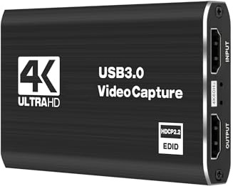 4K Video Capture Card USB 3.0 HD Audio Video Recorder 5 Anschlüsse – Für Kamera Live Streaming Schwarz