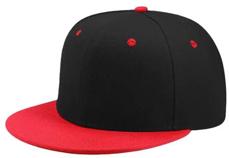 XYNM Baseball Cap XXL Big Size Fitted Snapback Cap, 60-64cm Geschlossen Zurück Skateboard Hut, Hip Hop Für Männer Frauen-red Black-60cm