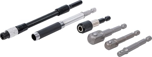 BGS Diy 20819 | Adapter- und Verlängerungs-Set | für Bohrmaschinen | 6-tlg. | Antrieb Außensechskant 6,3 mm (1/4) | magnetischer Bithalter | für Akkuschrauber | Chrom-Vanadium-Stahl