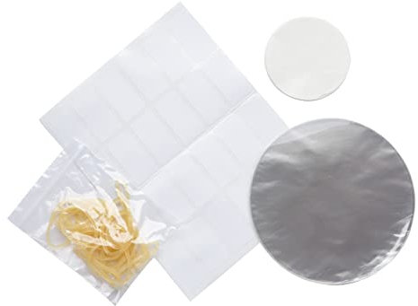KitchenCraft Jam Pot Covers Set, 24 Wax Discs for Jam Jars with Covers and Labels, Tight Seal, 24 Uses Set
