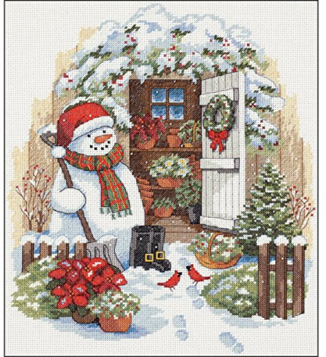 Dimensions Gezählter Kreuzstick Set, Garden Shed Snowman, Verschieden, 12 x 14 (30 x 36 cm)