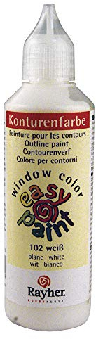 Rayher 38710102 Konturenfarbe easy paint , Flasche 80 ml, weiß