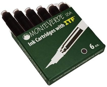 Monteverde Standard Size Ink Cartridge for Fountain Pens - Brown (Pack of 6)