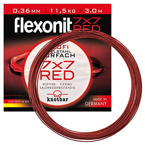 Flexonit Unisex – Erwachsene 10C4050801019448C10 7 x 7 RED-Edelstahlvorfach 0,27 mm-Tragkraft 6,8 kg-Inhalt 3 m, Bunt, Normal