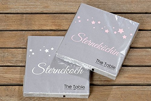 Servietten Papierservietten Sterne grau Sternekoch rosa Sterneköchin Tischdeko 3 lagig 1 Packung