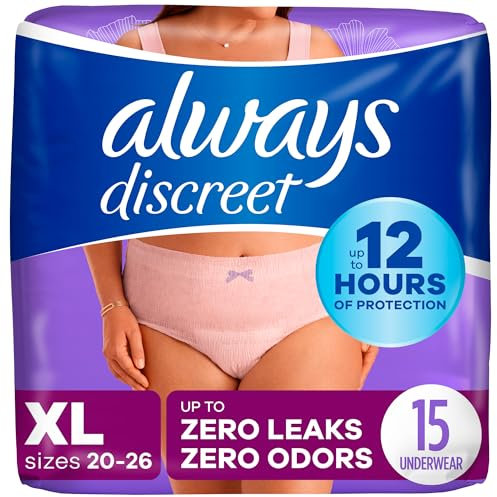 Always Discreet, Inkontinenz-Unterwäsche für Damen, maximaler klassischer Schnitt, extragroß, 15 Stück XL (15er Pack)