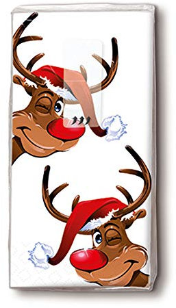 5 Päckchen bedruckte Taschentücher Weihnachten - verschiedene Motive zur Auswahl (13 - Rudolph)