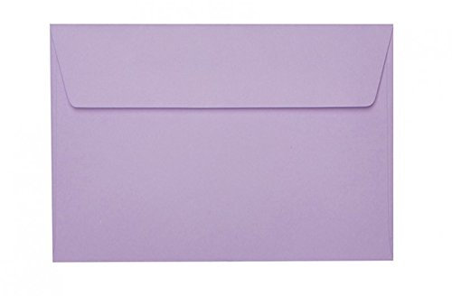 Paper24 50 Briefumschläge B6 125x176 mm mit Haftstreifen, 120g, Farbe: 15 Flieder