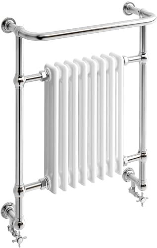 iBathUK Belford Traditional Towel Radiator Rail, Curved Towel Warmer, 8 Column Floor Mounted Heated Towel Rail for Bathroom- 825.5x659mm