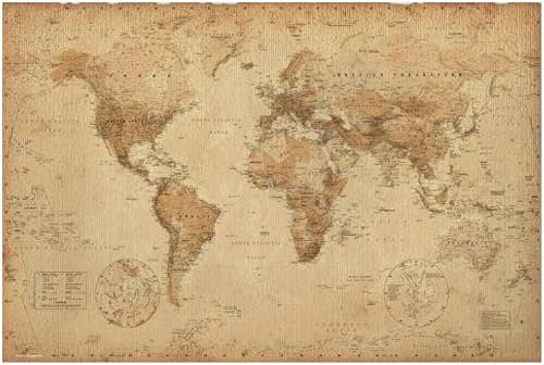 1art1 Historische Landkarten Poster Weltkarte, Ye Olde, In Englisch Plakat | Bild 91x61 cm
