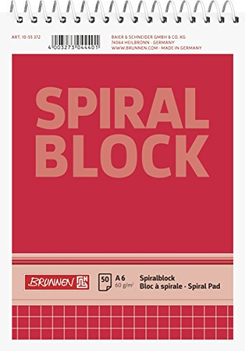 Baier & Schneider Brunnen 1055372 Spiralblock / Notizblock (A6, kariert, 50 Blatt, 60g/m²)