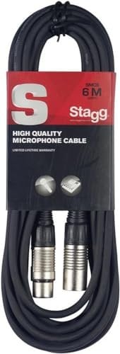 Stagg Cable de micrófono a mezclador Stagg SMC6 XLR (m) -XLR (f) de 6 metros de largo, negro