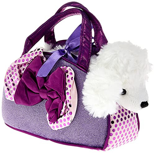 Aurora World 32731 - Fancy Pal weißer Pudel in wunderschöner Tasche mit lila Schleife 8In, 20.5 cm