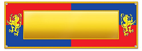 Beistle 54211 Mittelalterliches Schild Banner, 152 x 53 cm, Rot/Blau/Gelb
