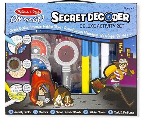 Melissa & Doug Kit de détective décodage de secrets, Kit d'espionnage pour packs d'activités de voyage pour enfants, Livre d'activités pour jeux de voyage, Cadeaux pour garçons ou filles de 7 8 9 ans