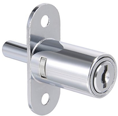 sourcing map Drawer Desk Wardrobe Cabinet Push Plunger Lock, 3/4 Cylinder Diameter 1-1/4 Cylinder Length, Zinc Alloy Chrome Finish, Keyed Different